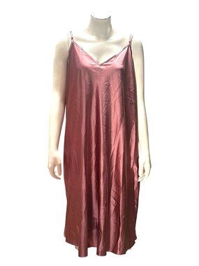 Cabernet XL Burgundy Satin Adjustable Strap Slip Dress Sleepwear Lingerie Lounge